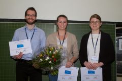 86 - GOR Thesis Award 2019 Winner Nadja Sigle (University of Applied Sciences Stuttgart, Germany), center, with contestants Marius Becker (Technische Universität Ilmenau, Germany), left, and Jasmin Lehmann (TU Ilmenau, Germany), right